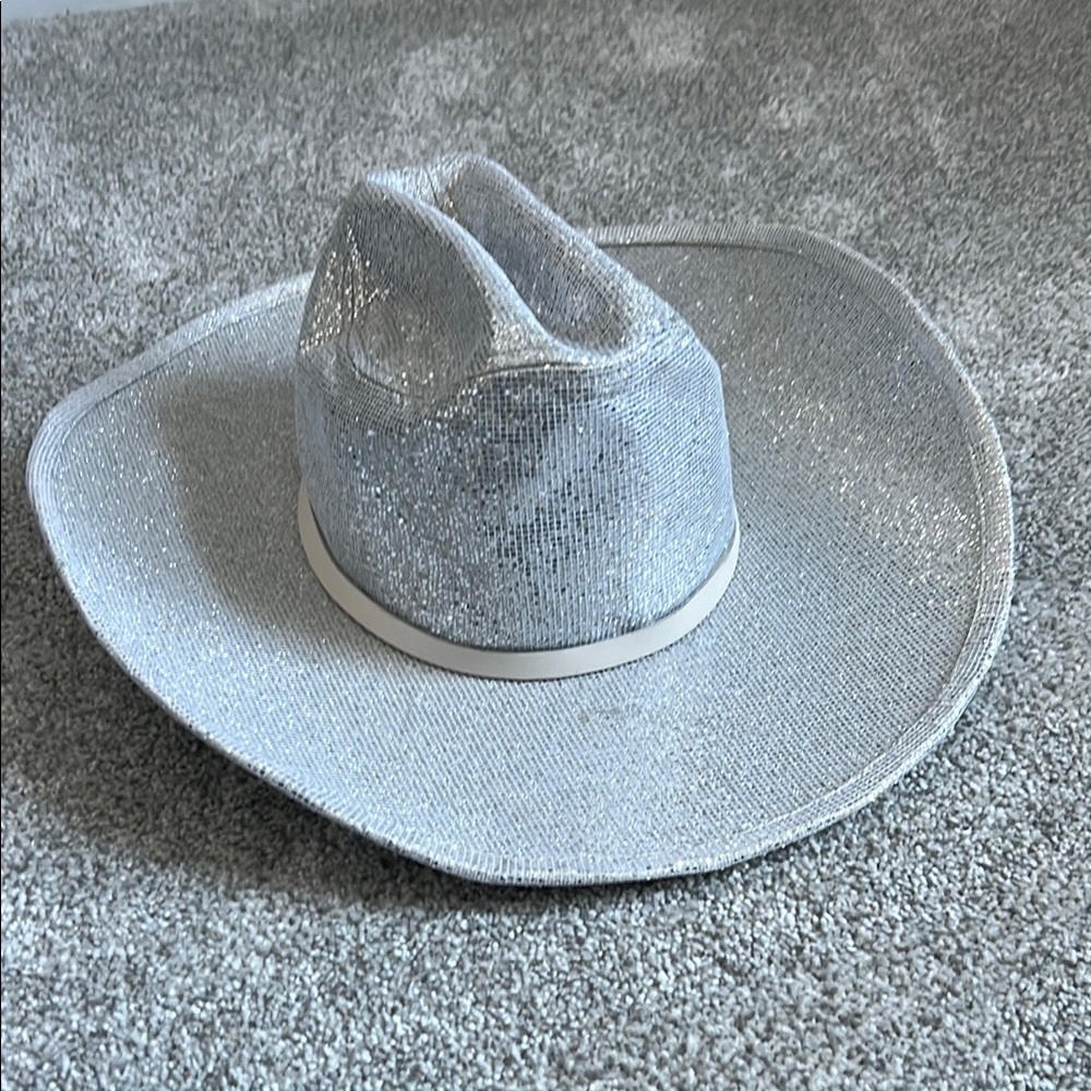 Silver Glitter Cowboy Hat